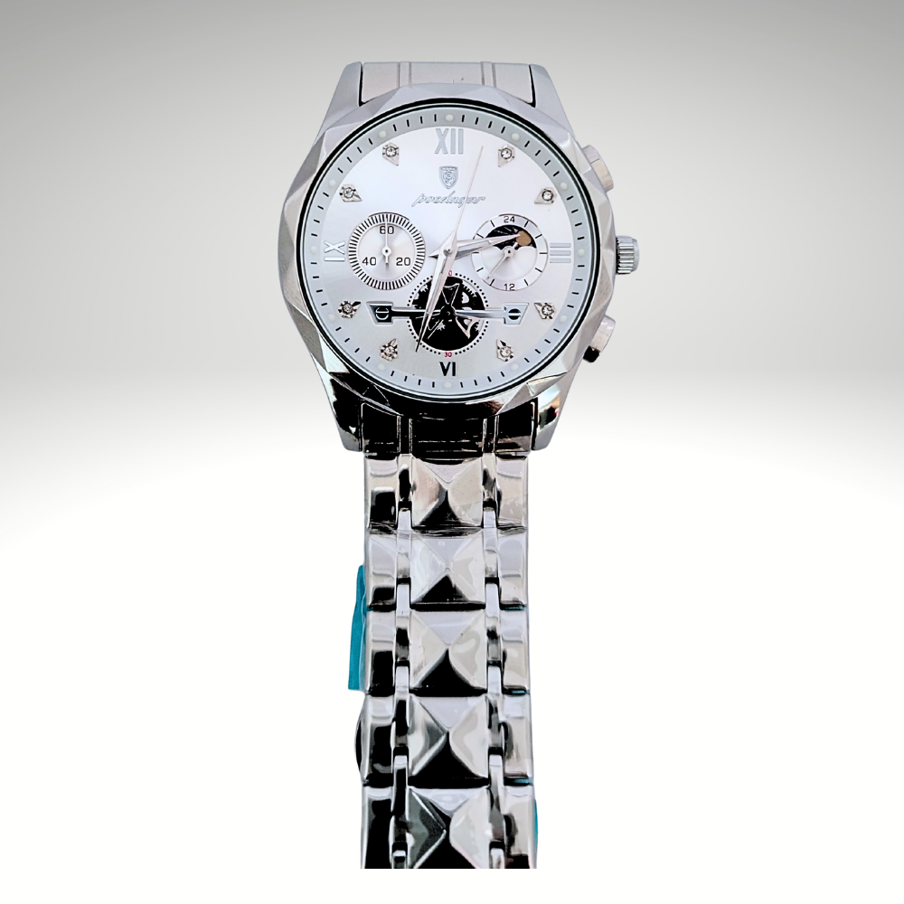 RELOJ POEDAGAR - PLATEADO CON ESFERA BLANCA
