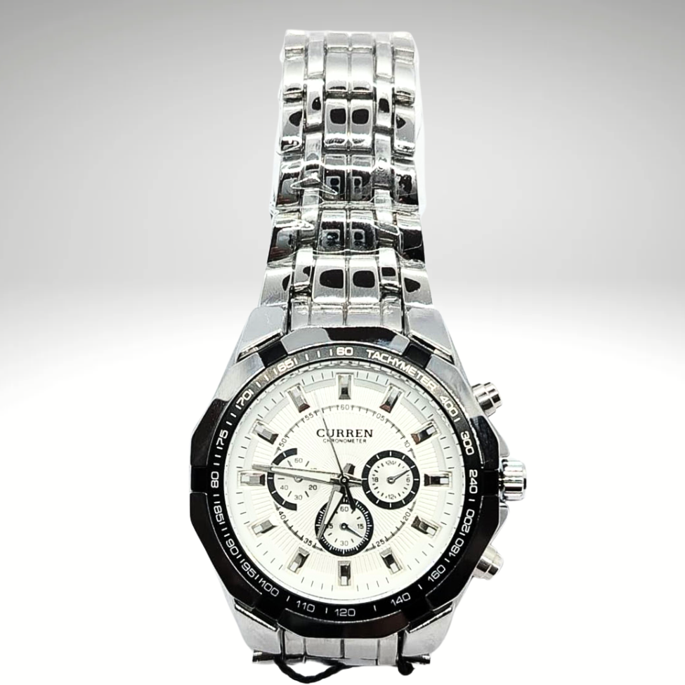 RELOJ CURREN DE CABALLERO METÁLICO 8084 - DIAL BLANCO