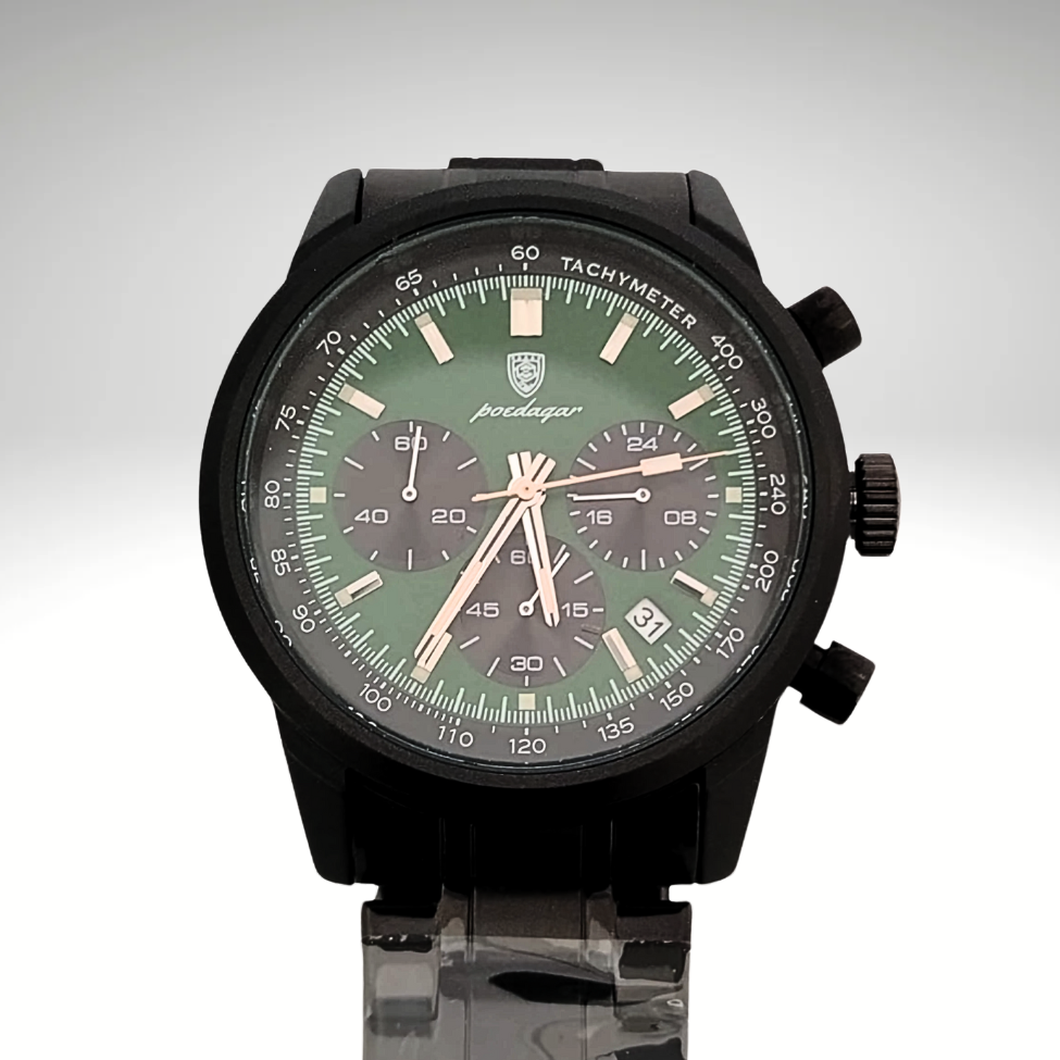 RELOJ POEDAGAR - NEGRO CON DETALLES VERDES