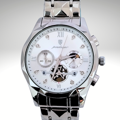 RELOJ POEDAGAR - PLATEADO CON ESFERA BLANCA
