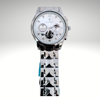RELOJ POEDAGAR - PLATEADO CON ESFERA BLANCA