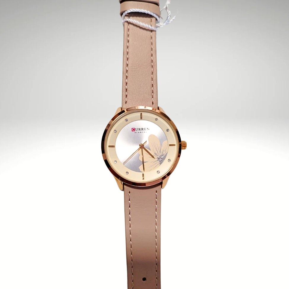 RELOJ CURREN DE DAMA CON CORREA DE CUERO - AMARILLO