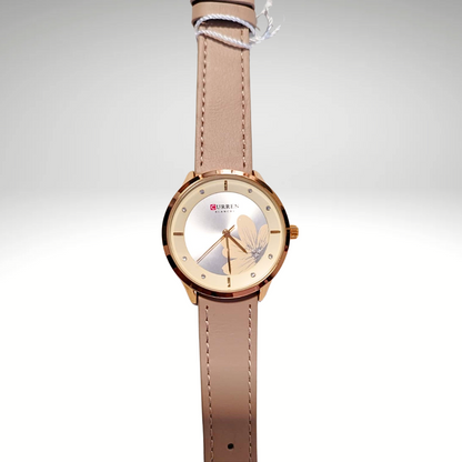 RELOJ CURREN DE DAMA CON CORREA DE CUERO - AMARILLO