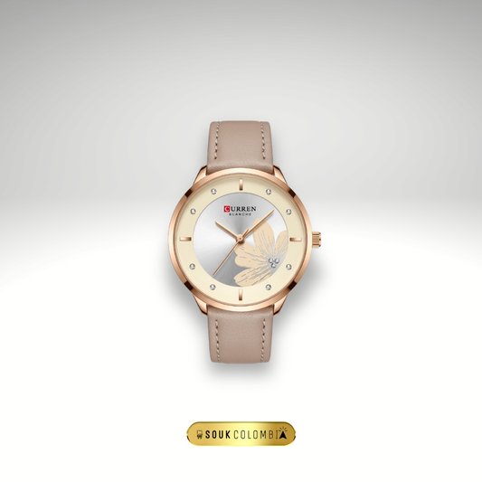 RELOJ CURREN DE DAMA CON CORREA DE CUERO - AMARILLO