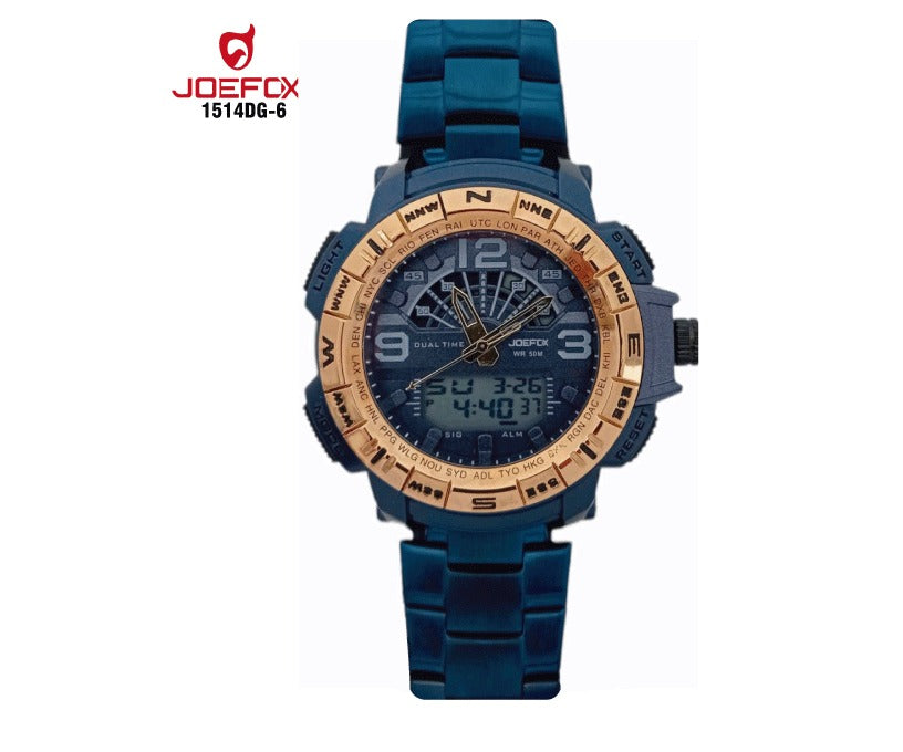 RELOJ JOEFOX ANA-DIG AZUL METÁLICO HOMBRE