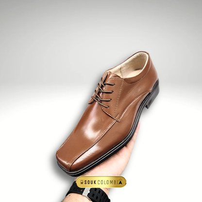CALZADO CLASICO CUERO MARRON MIEL PARA CABALLERO