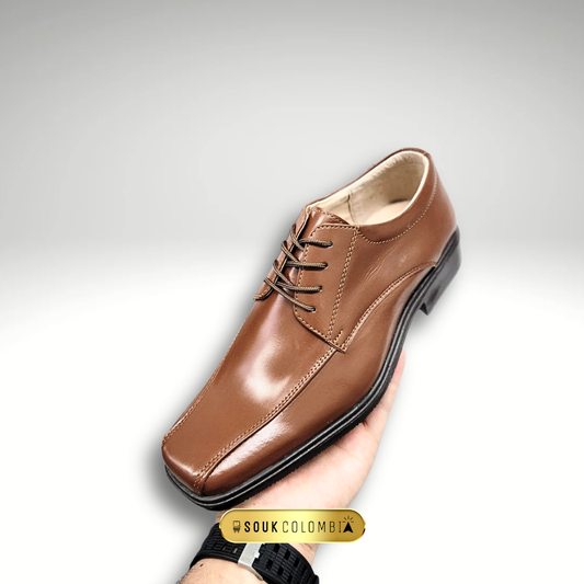 CALZADO CLASICO CUERO MARRON MIEL PARA CABALLERO