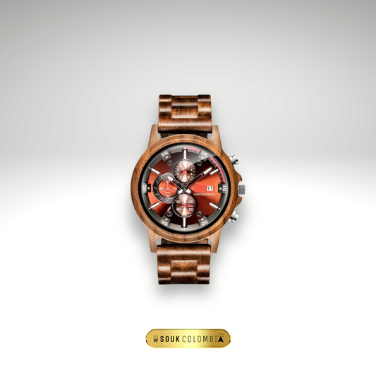 RELOJ CHRONOGRAPH DE MADERA - CAFÉ