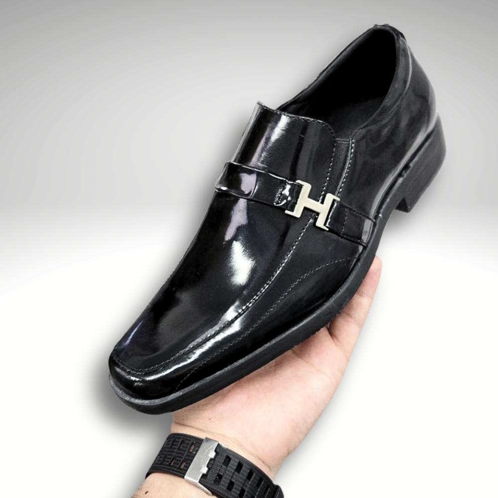 CALZADO CLASICO CABALLERO EN CUERO NEGRO RIVIERA CON HEBILLA