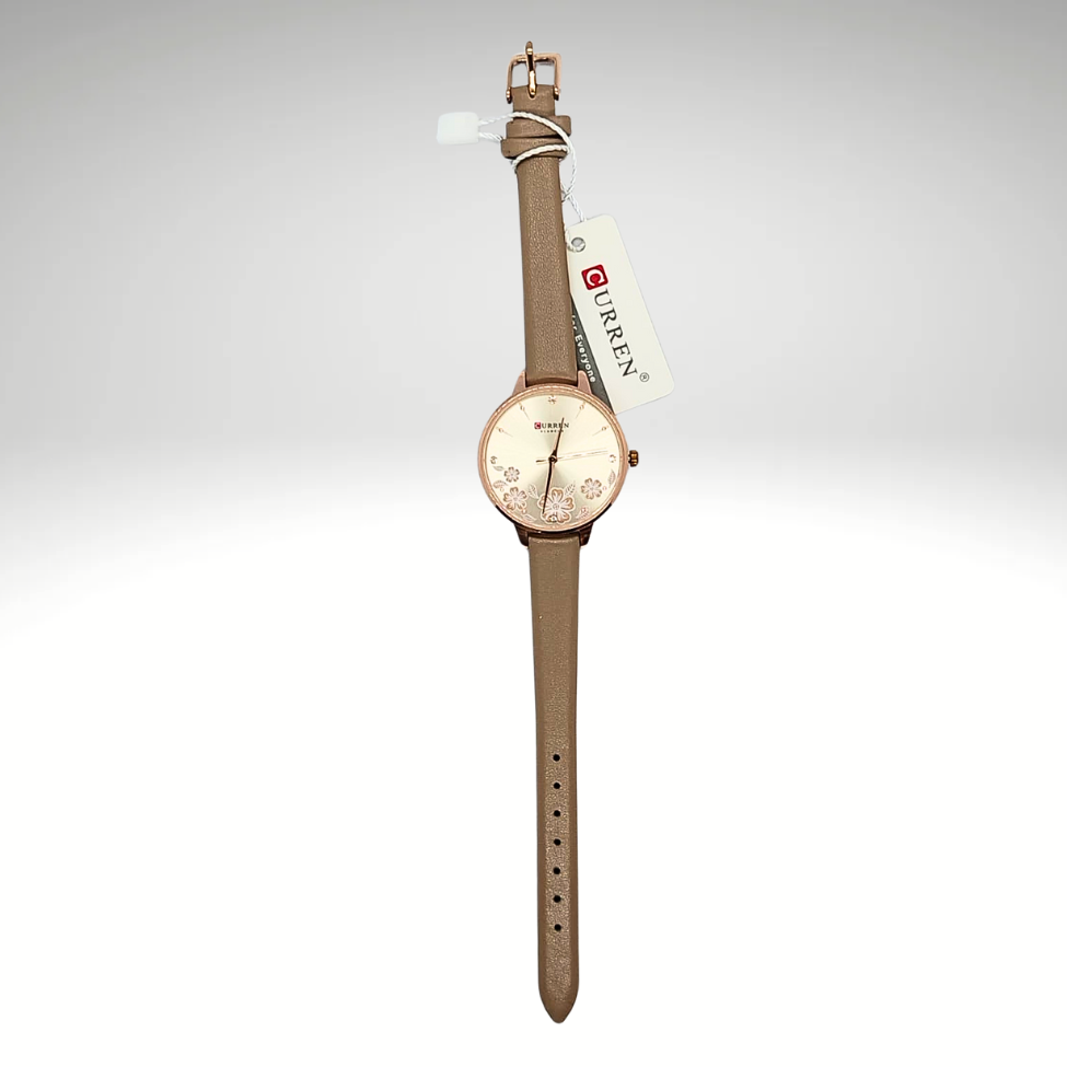 RELOJ CURREN DE DAMA CON CORREA DE CUERO - ROSADO