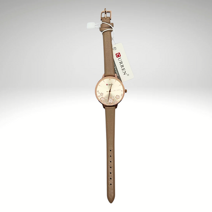 RELOJ CURREN DE DAMA CON CORREA DE CUERO - ROSADO