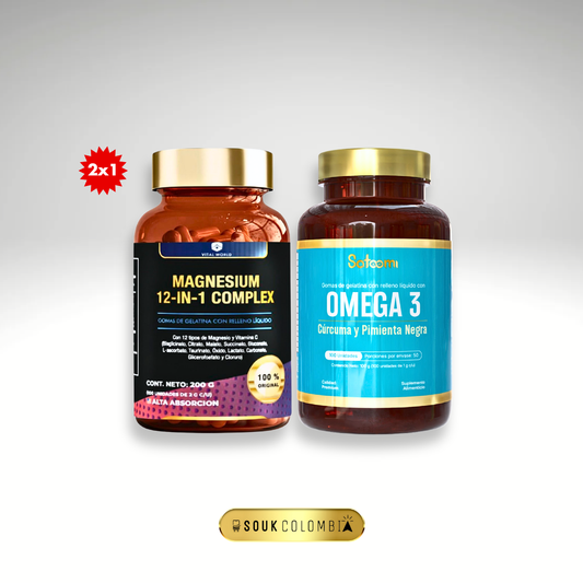 COMBO MAGNESIO 12 EN 1 + OMEGA 3 CURCUMA Y PIM