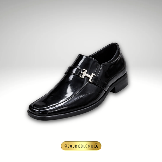 CALZADO CLASICO CABALLERO EN CUERO NEGRO RIVIERA CON HEBILLA