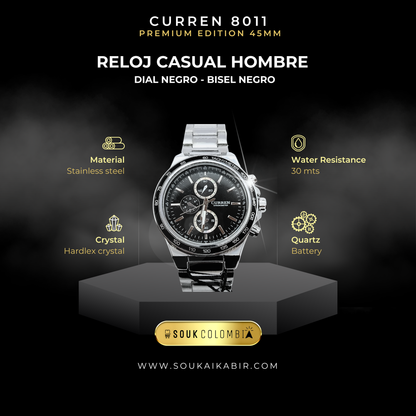 RELOJ CURREN DE CABALLERO 8011 - NEGRO