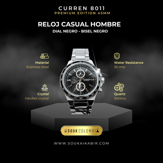 RELOJ CURREN DE CABALLERO 8011 - NEGRO