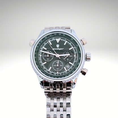 RELOJ POEDAGAR - PLATEADO CON DETALLES VERDES