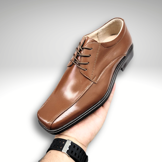 CALZADO CLASICO CUERO MARRON MIEL PARA CABALLERO