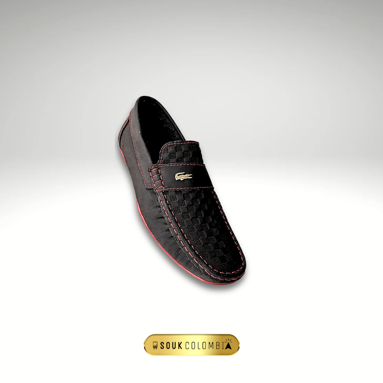 MOCASINES NEGRO COSTURA ROJA PARA CABALLERO