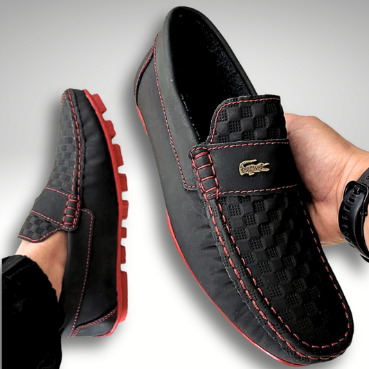 MOCASINES NEGRO COSTURA ROJA PARA CABALLERO
