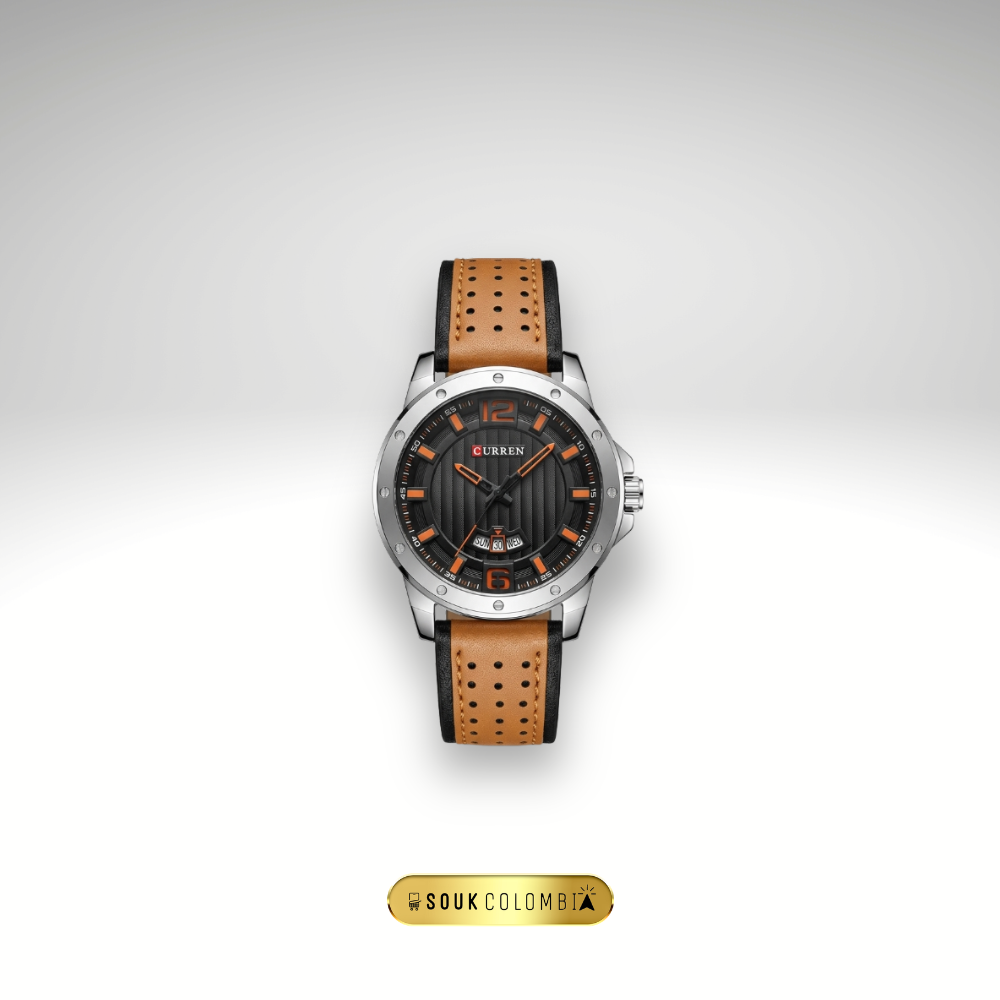 RELOJ CURREN DE CABALLERO CON CORREA DE CUERO 8293 - NARANJA