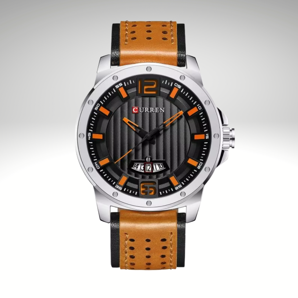 RELOJ CURREN DE CABALLERO CON CORREA DE CUERO 8293 - NARANJA