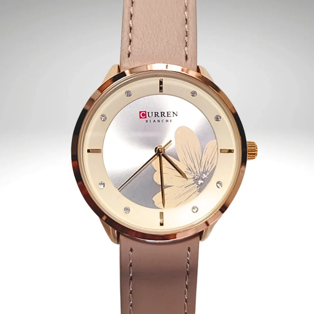 RELOJ CURREN DE DAMA CON CORREA DE CUERO - AMARILLO