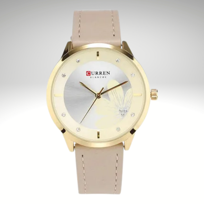 RELOJ CURREN DE DAMA CON CORREA DE CUERO - AMARILLO