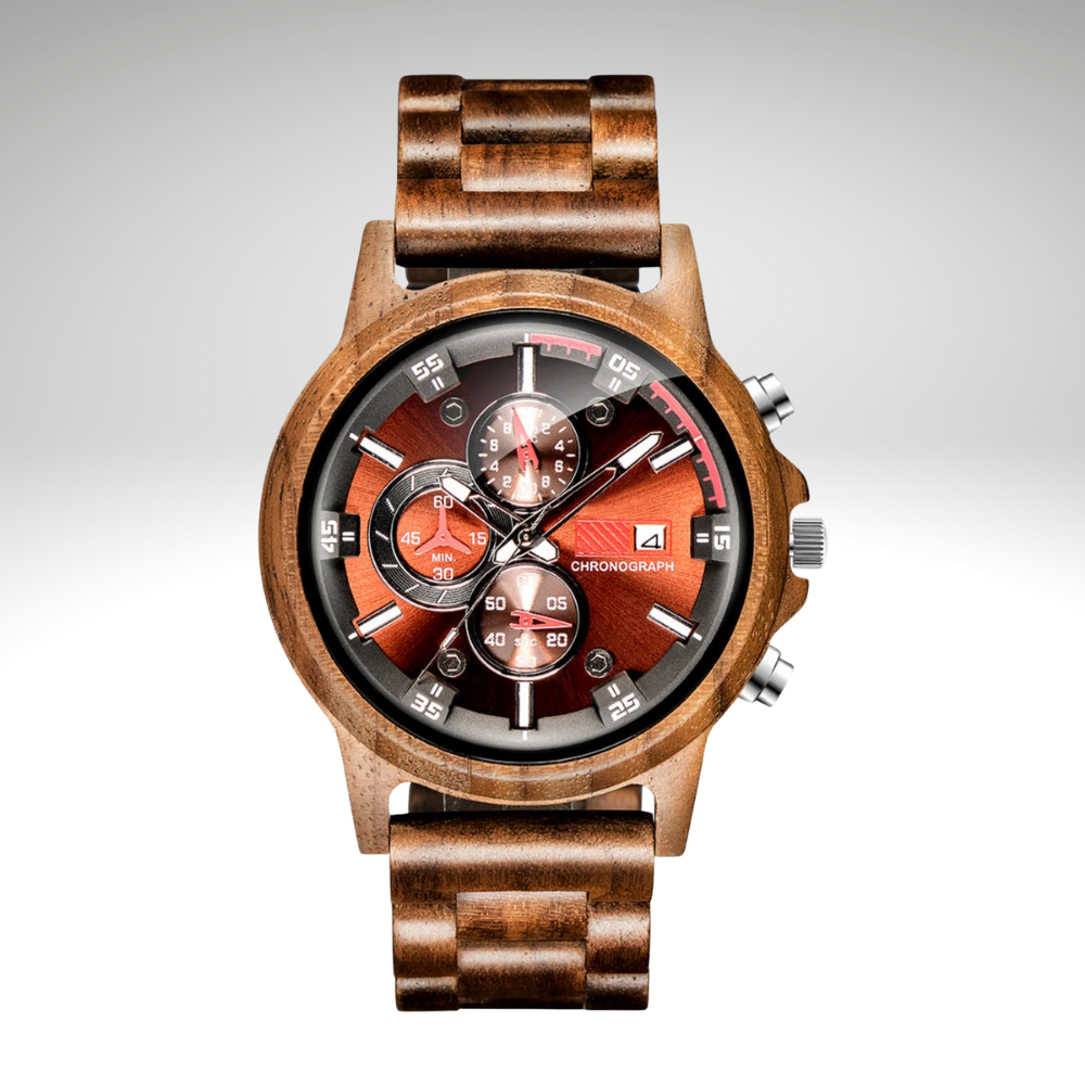 RELOJ CHRONOGRAPH DE MADERA - CAFÉ