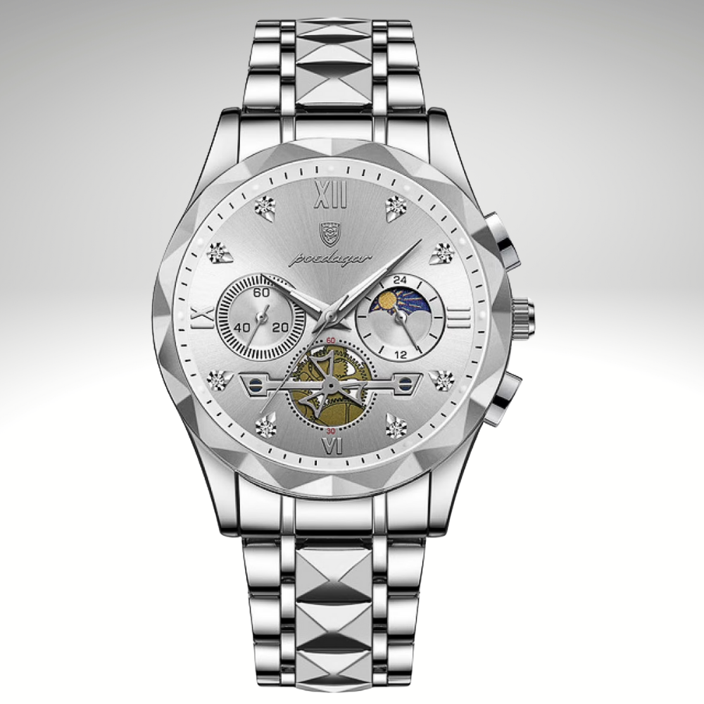 RELOJ POEDAGAR - PLATEADO CON ESFERA BLANCA