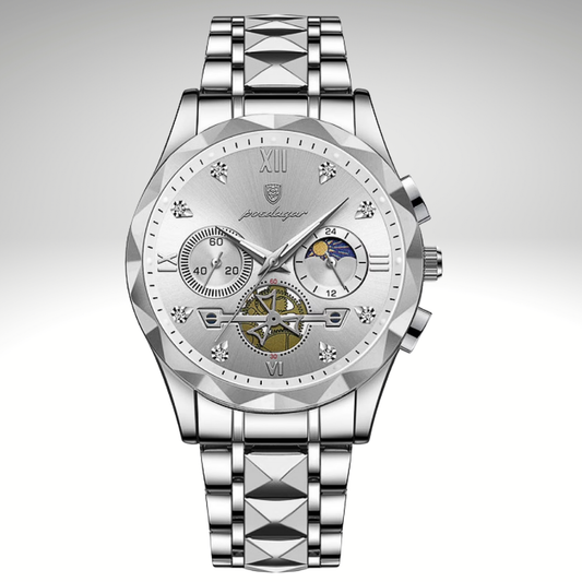 RELOJ POEDAGAR - PLATEADO CON ESFERA BLANCA