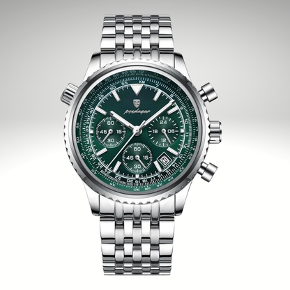 RELOJ POEDAGAR - PLATEADO CON DETALLES VERDES