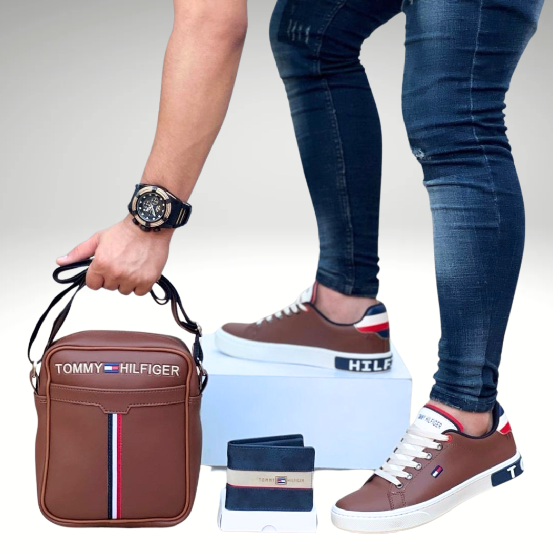 COMBO CABALLERO ZAPATOS + BOLSO+ BILLETERA TIPO TOMMY