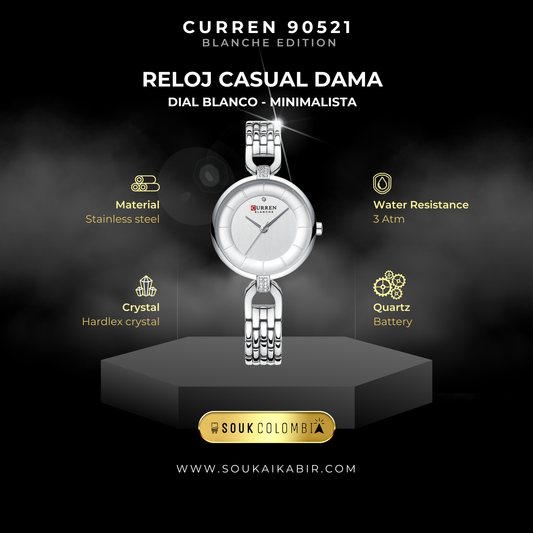 RELOJ CURREN DE DAMA METÁLICO 90521 - BLANCO