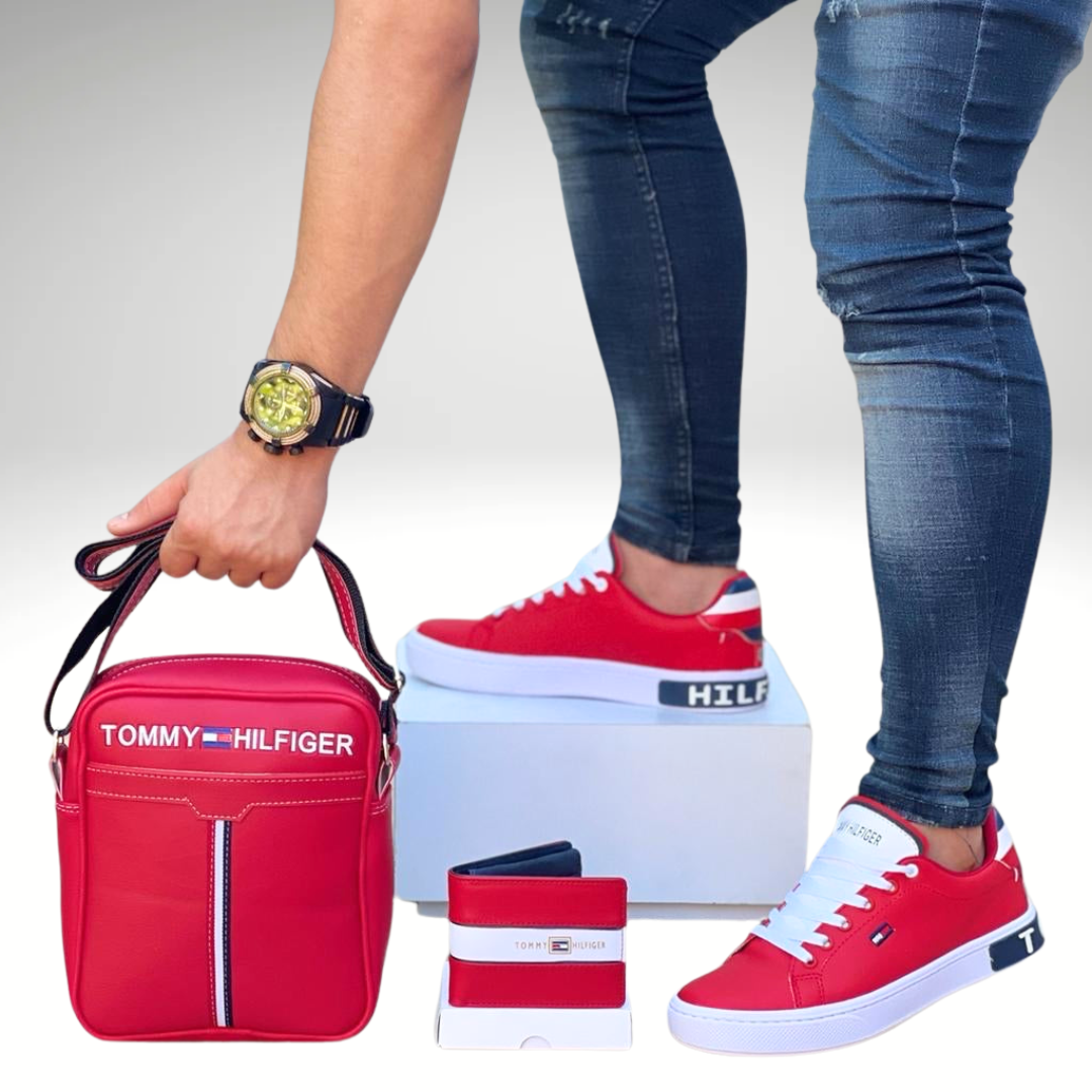 COMBO CABALLERO ZAPATOS + BOLSO+ BILLETERA TIPO TOMMY