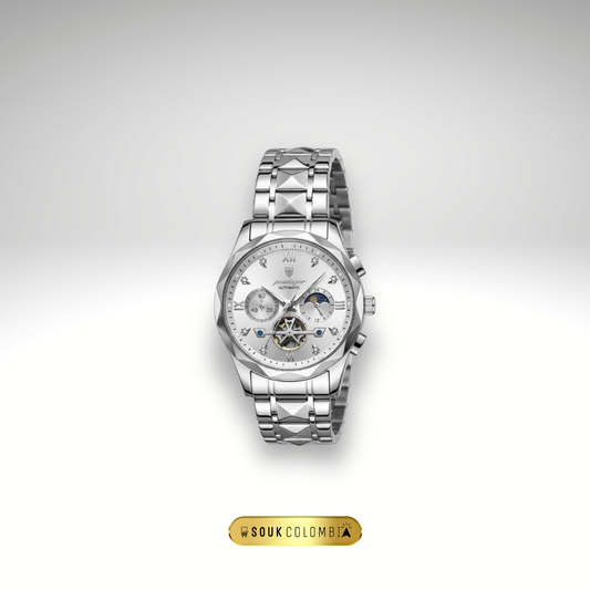 RELOJ POEDAGAR - PLATEADO CON ESFERA BLANCA