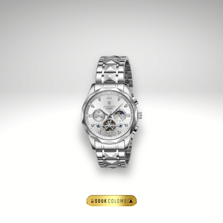 RELOJ POEDAGAR - PLATEADO CON ESFERA BLANCA