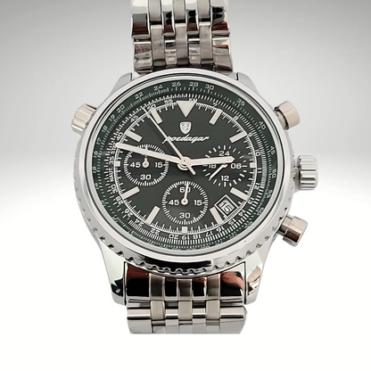 RELOJ POEDAGAR - PLATEADO CON DETALLES VERDES