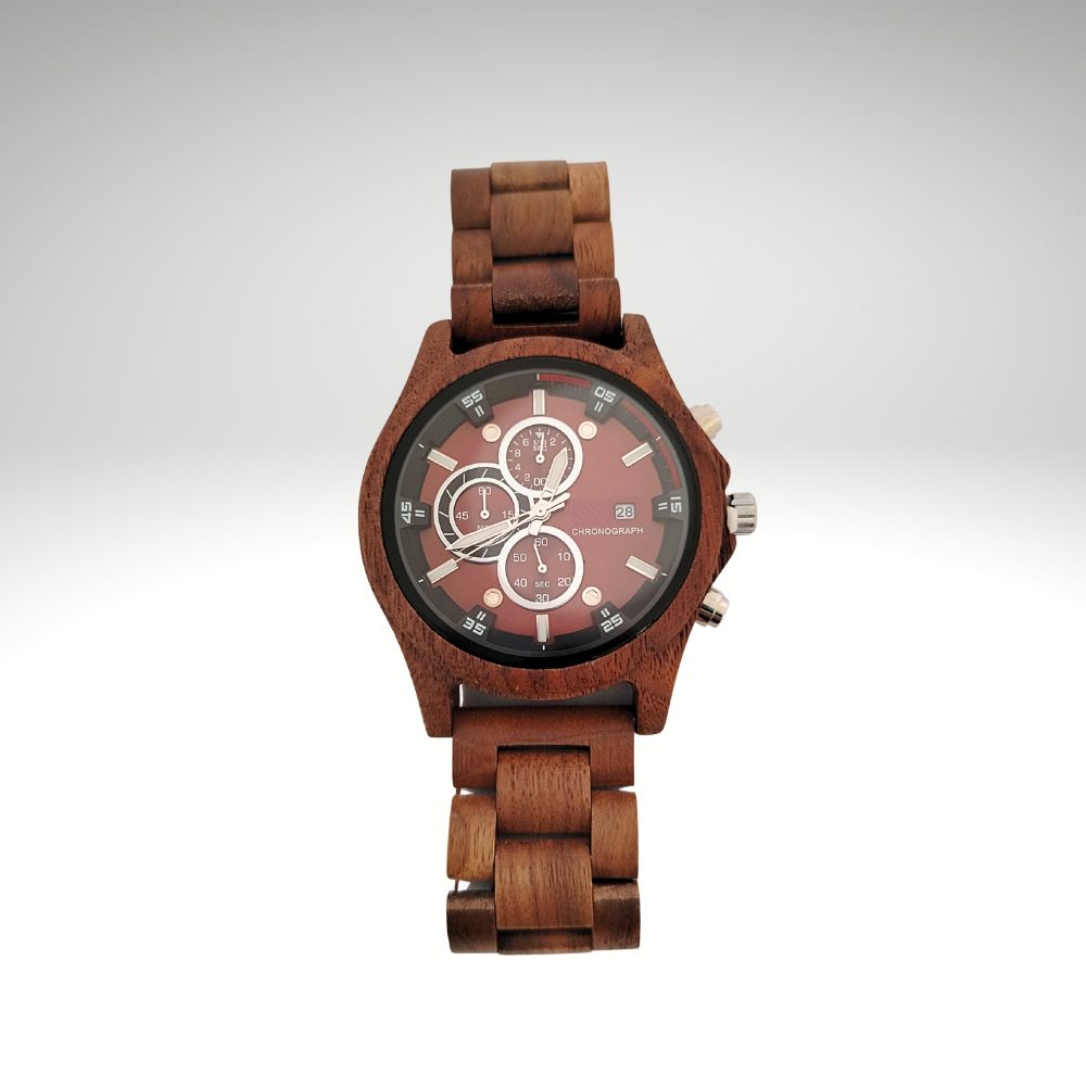 RELOJ CHRONOGRAPH DE MADERA - CAFÉ