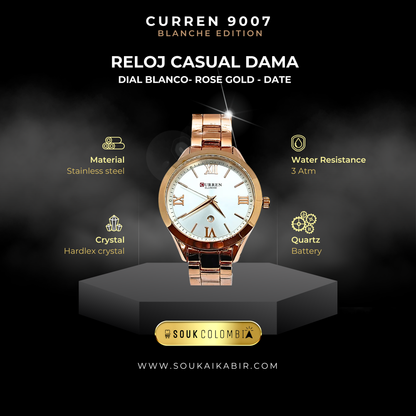RELOJ CURREN DE DAMA METÁLICO 9007 - ROSADO