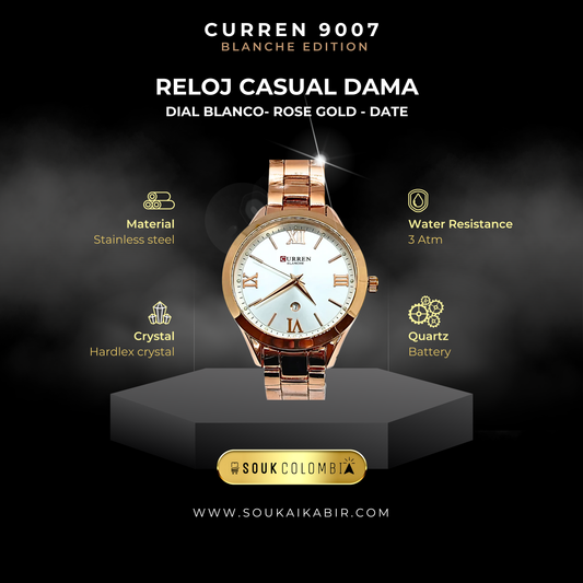 RELOJ CURREN DE DAMA METÁLICO 9007 - ROSADO