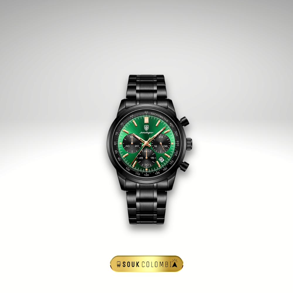 RELOJ POEDAGAR - NEGRO CON DETALLES VERDES