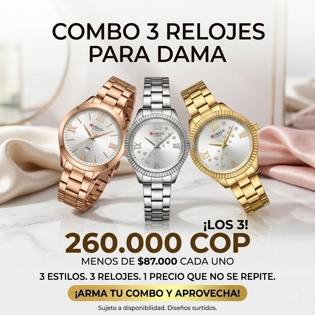 Combo Emprendedor — 3 Relojes para Dama