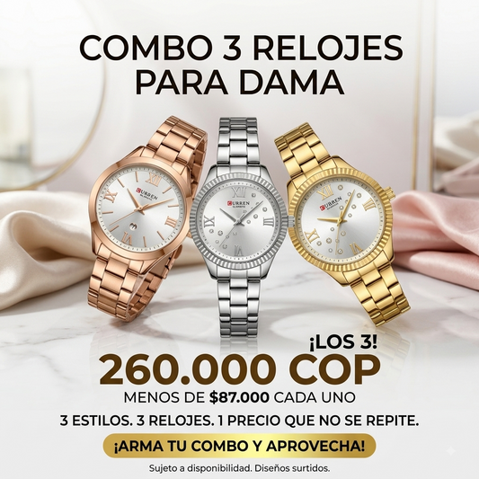 Combo Emprendedor — 3 Relojes para Dama