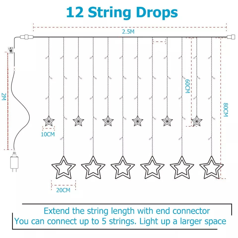 CORTINA ESTRELLAS 3X2 LED