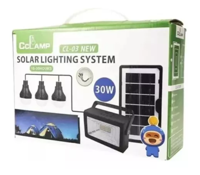 KIT SOLAR EXTERIOR REFLECTOR CON 3 BOMBILLOS - PANEL 30W