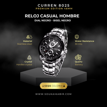 RELOJ CURREN DE CABALLERO METÁLICO 8025 - NEGRO