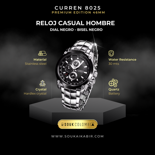 RELOJ CURREN DE CABALLERO METÁLICO 8025 - NEGRO