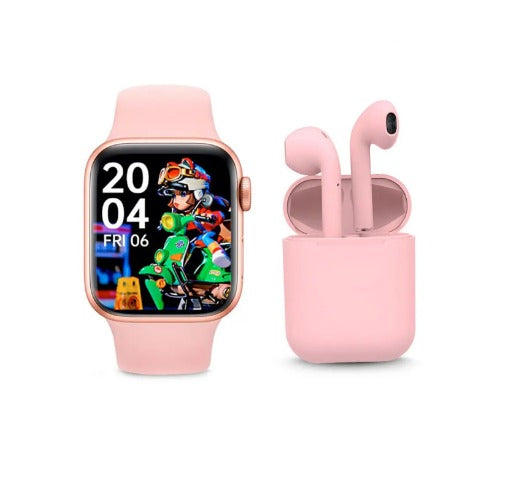 RELOJ INTELIGENTE T500 PLUS CON 2 PULSOS + AUDÍFONOS BLUETOOTH INPODS 12