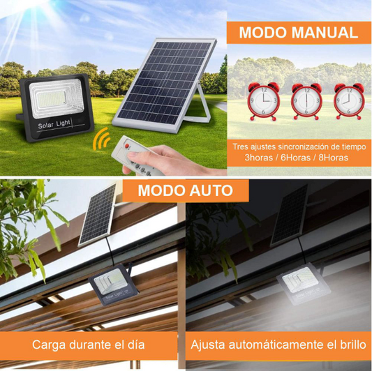 REFLECTOR SOLAR 300W LÁMPARA LED PANEL SOLAR CONTROL REMOTO