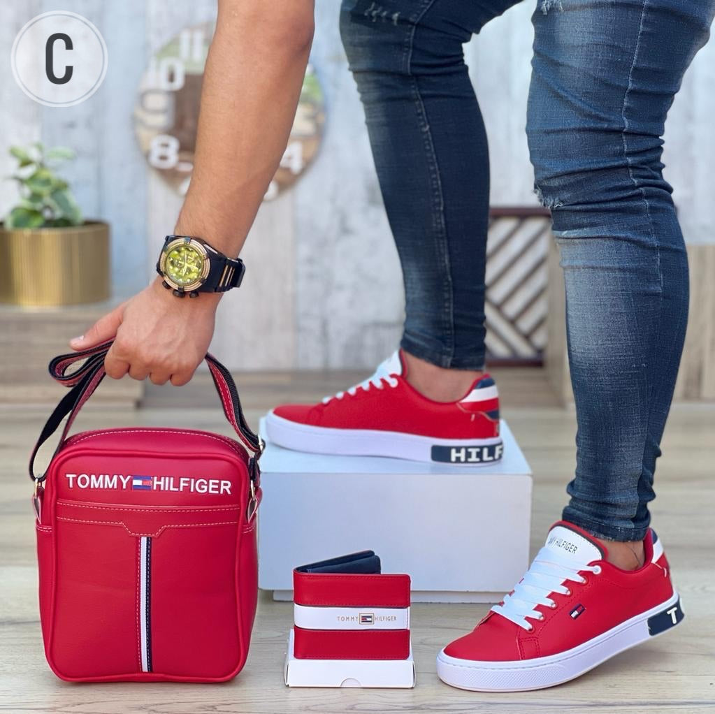 COMBO CABALLERO ZAPATOS + BOLSO+ BILLETERA TIPO TOMMY